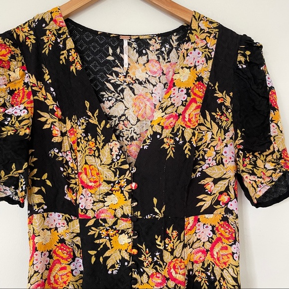 Free people Black Floral Maxi Button Up Dress - Picture 2 of 4